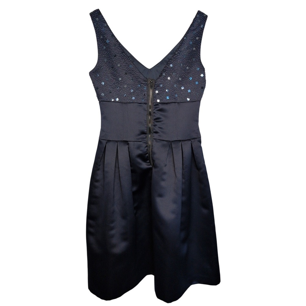 Talbots Satin Beaded Cocktail Dress 4 Elegant Occasion Wedding Guest Celestial - Picture 3 of 7